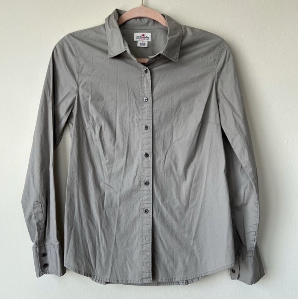 J.Crew Haberdashery Gray Button Front Shirt Stretch Size Small Business Casual